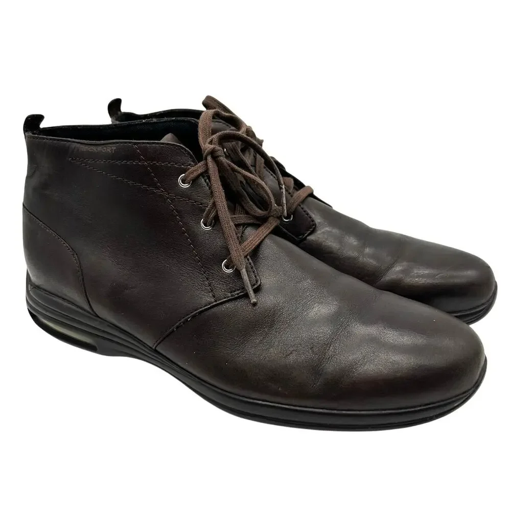 Rockport Men's Brown Leather Chukka Ankle Boots Lace-Up Casual Size 11 Academia